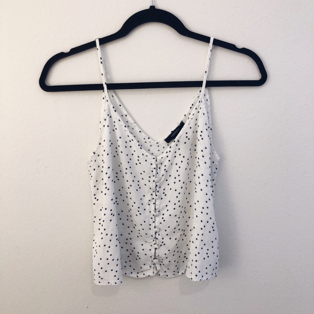 Forever 21 Black & White Star Cropped Tank Top
